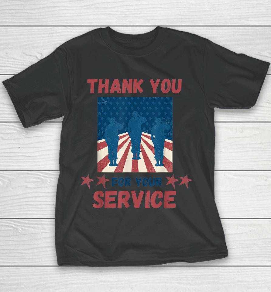 Thank You For Your Service Us Flag Veterans Day Youth T-Shirt