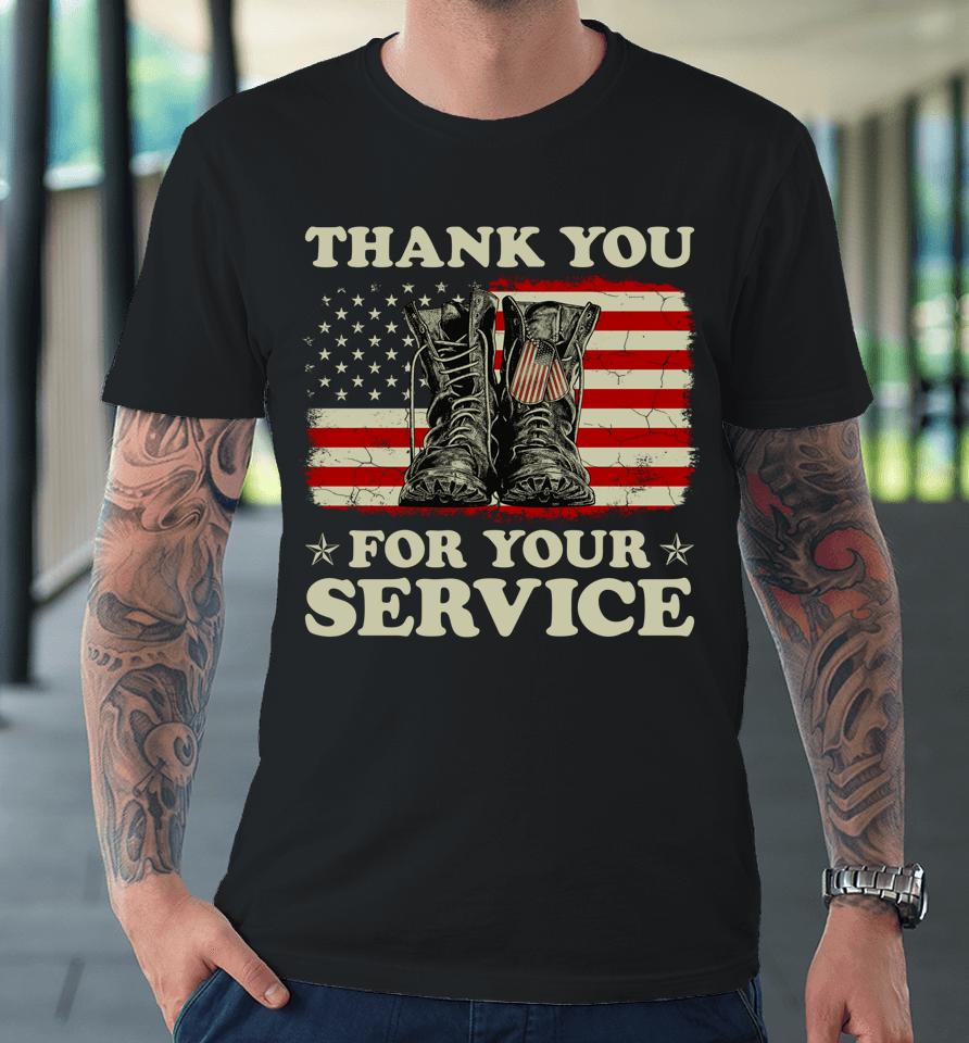 Thank You For Your Service Veteran Us Flag Veterans Day Premium T-Shirt
