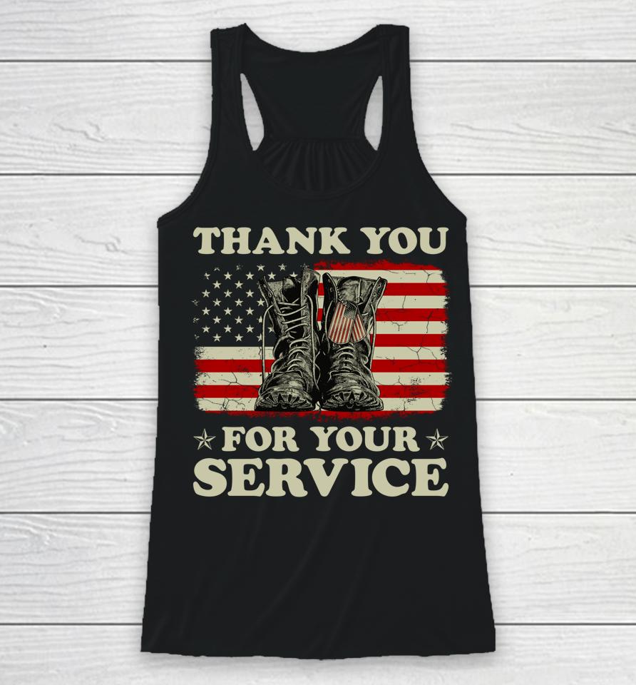 Thank You For Your Service Veteran Us Flag Veterans Day Racerback Tank