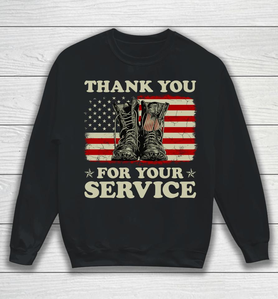 Thank You For Your Service Veteran Us Flag Veterans Day Sweatshirt
