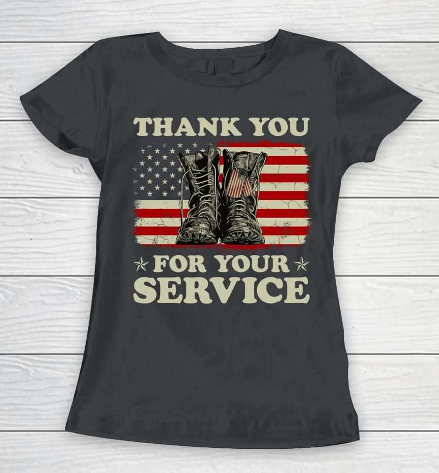 Thank You For Your Service Veteran Us Flag Veterans Day Women T-Shirt