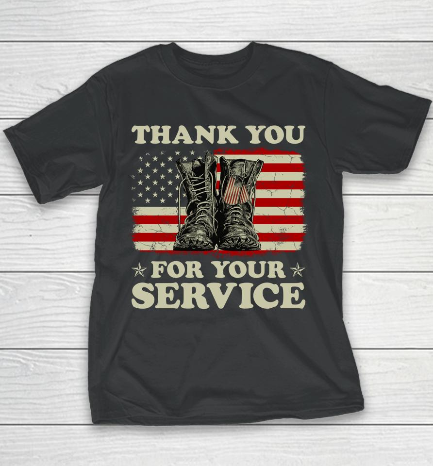 Thank You For Your Service Veteran Us Flag Veterans Day Youth T-Shirt