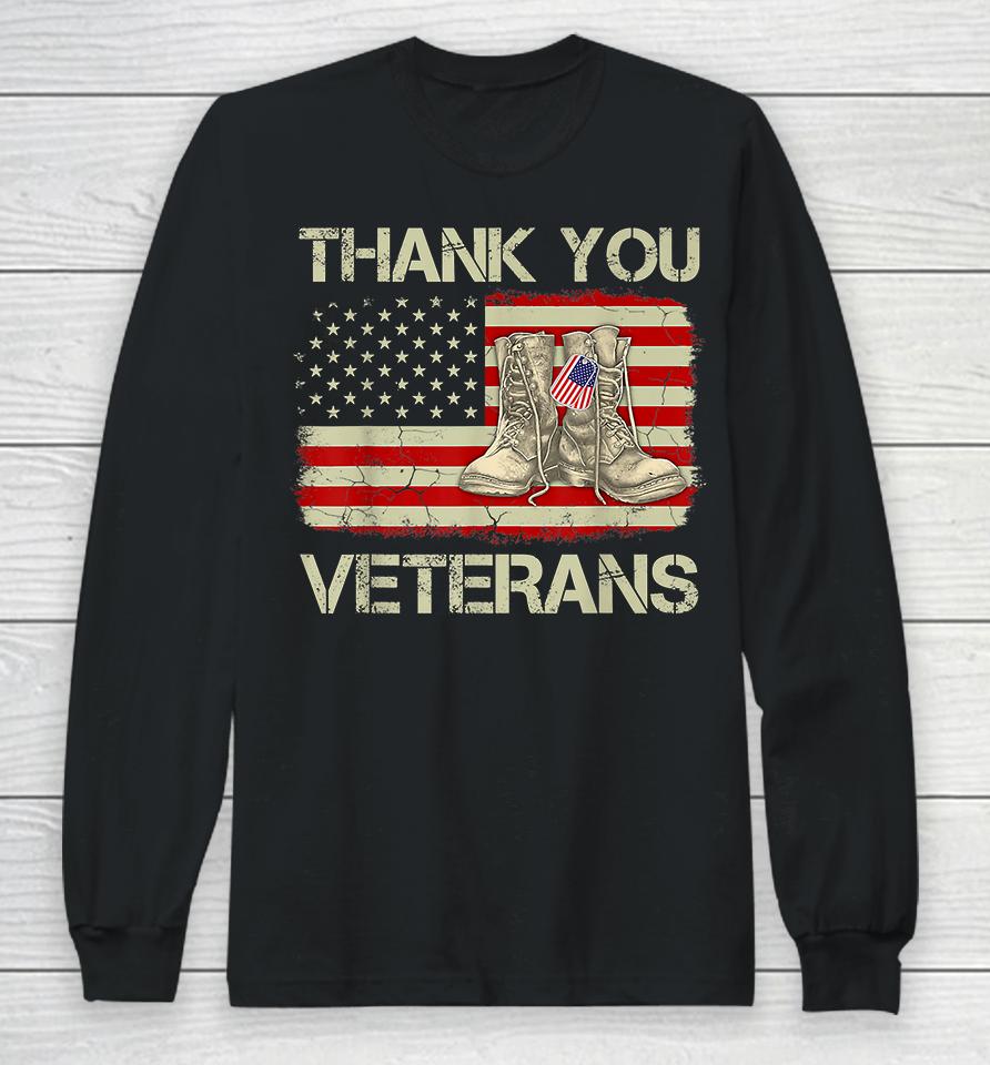 Thank You Veterans Combat Boots Veteran Day Long Sleeve T-Shirt