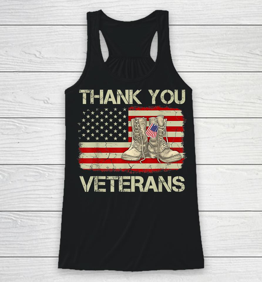 Thank You Veterans Combat Boots Veteran Day Racerback Tank