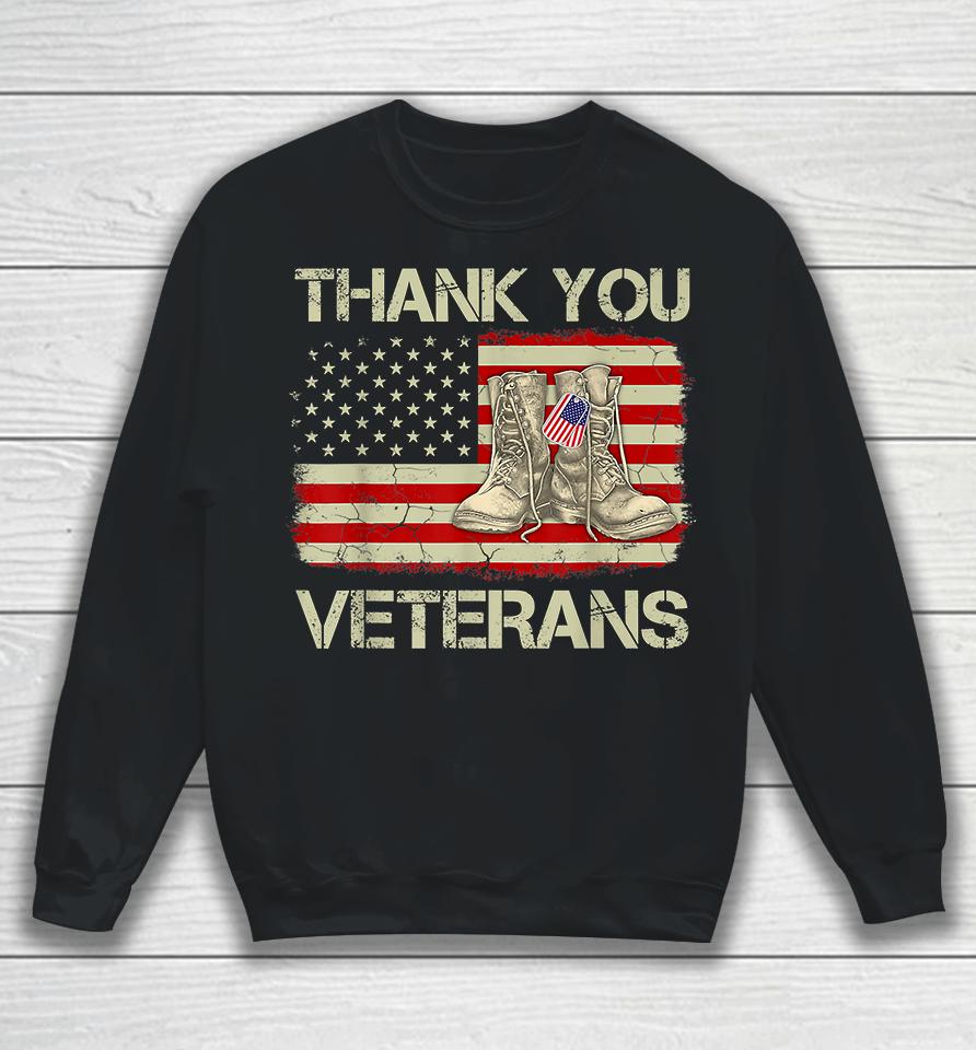 Thank You Veterans Combat Boots Veteran Day Sweatshirt