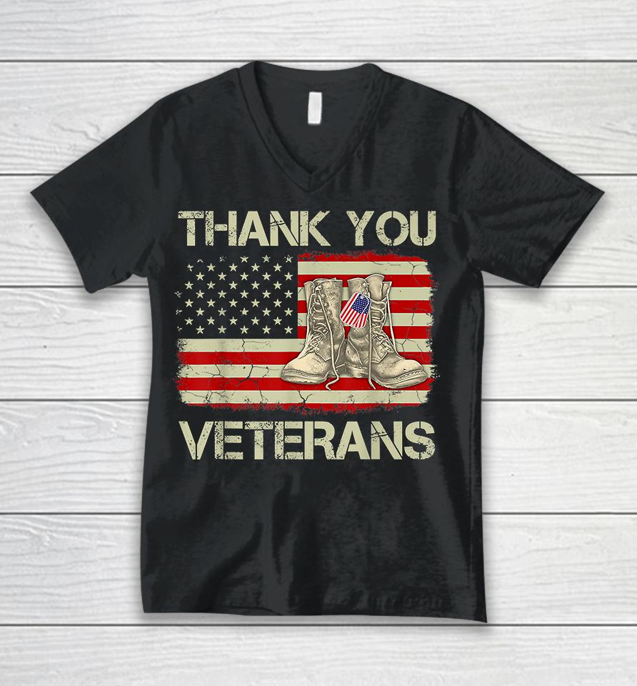 Thank You Veterans Combat Boots Veteran Day Unisex V-Neck T-Shirt