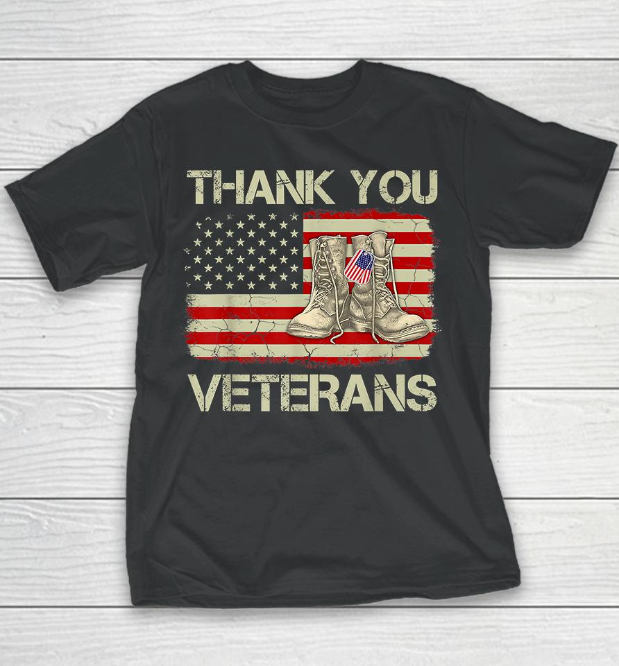 Thank You Veterans Combat Boots Veteran Day Youth T-Shirt