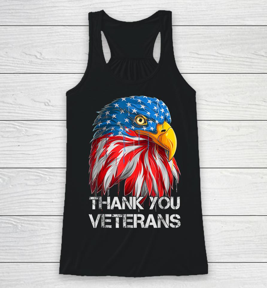 Thank You Veterans Eagle American Flag - Veterans Day Racerback Tank