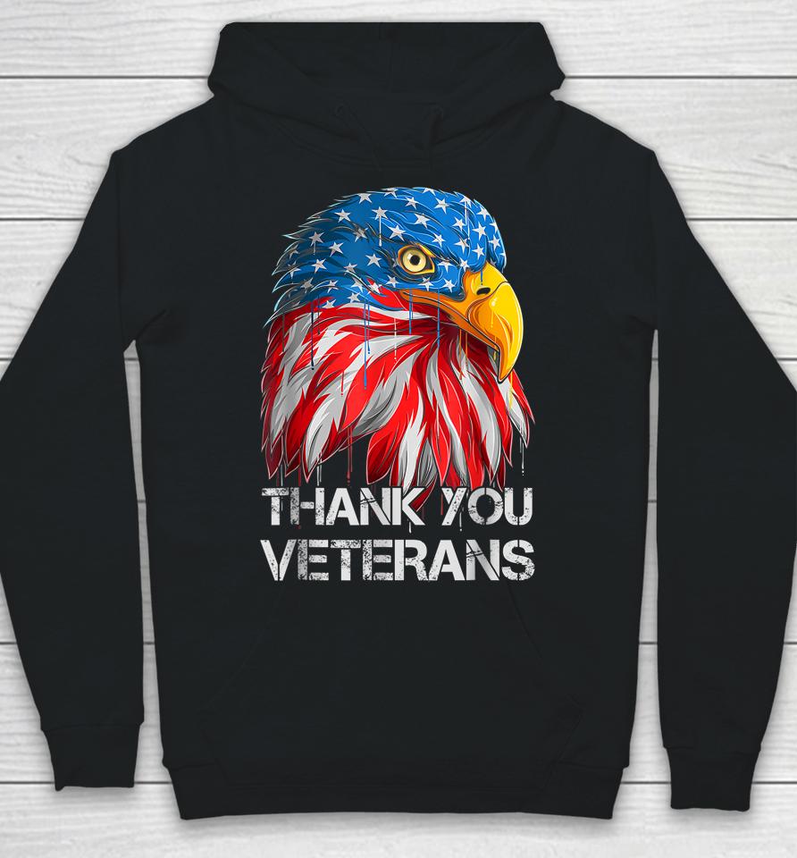 Thank You Veterans Eagle American Flag - Veterans Day Hoodie
