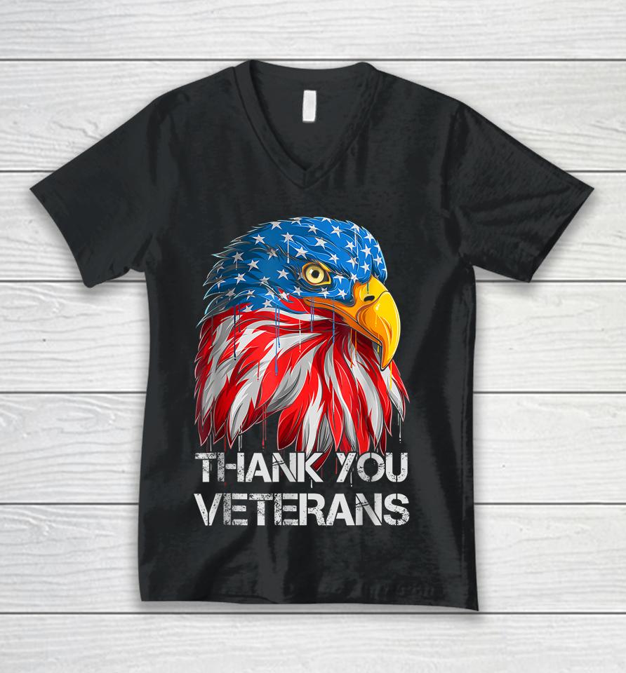 Thank You Veterans Eagle American Flag - Veterans Day Unisex V-Neck T-Shirt