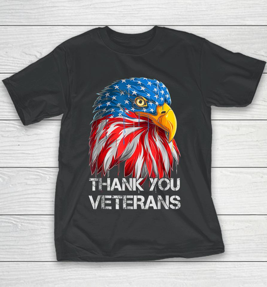 Thank You Veterans Eagle American Flag - Veterans Day Youth T-Shirt