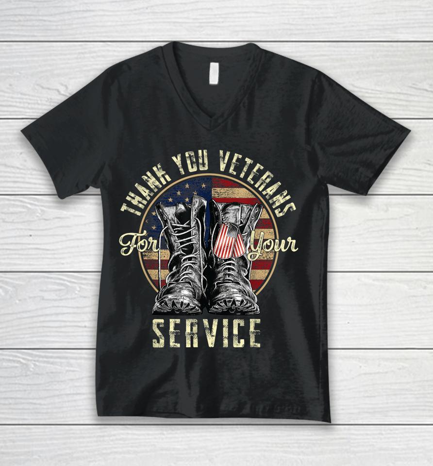 Thank You Veterans For Your Service Veterans Day Unisex V-Neck T-Shirt