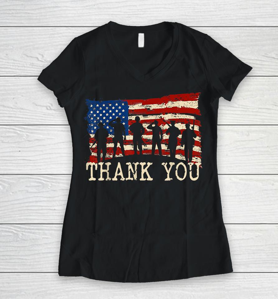 Thank You Veterans Proud Veteran Women V-Neck T-Shirt
