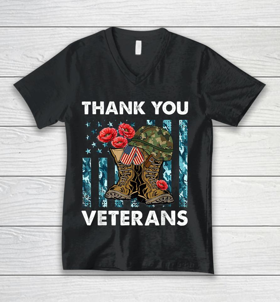 Thank You Veterans Unisex V-Neck T-Shirt