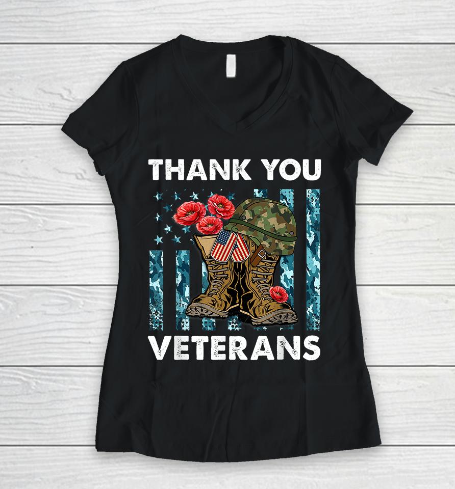 Thank You Veterans Women V-Neck T-Shirt