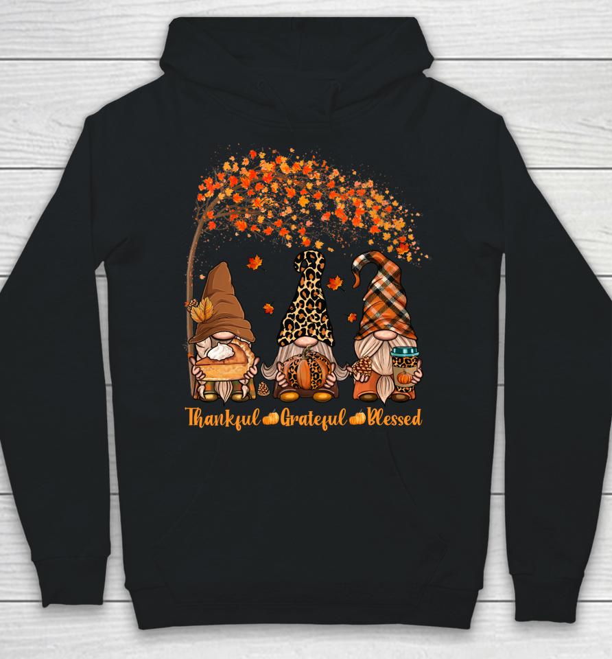 Thankful Grateful Blessed Gnome Thanksgiving Leopard Hoodie