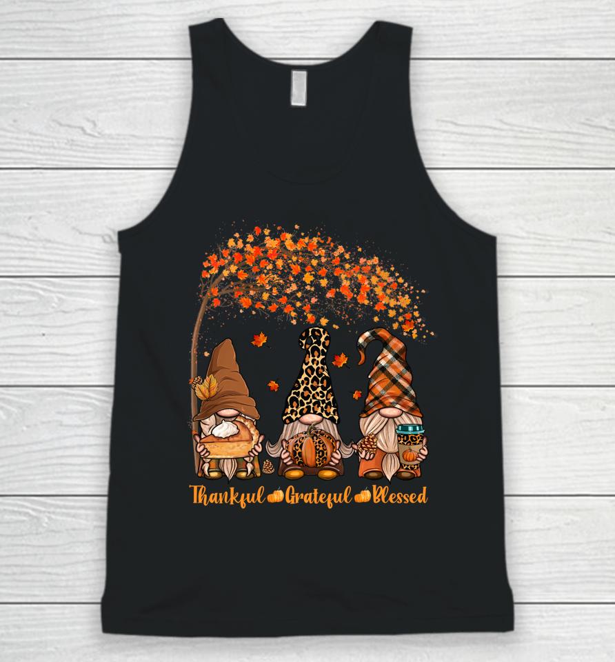 Thankful Grateful Blessed Gnome Thanksgiving Leopard Unisex Tank Top