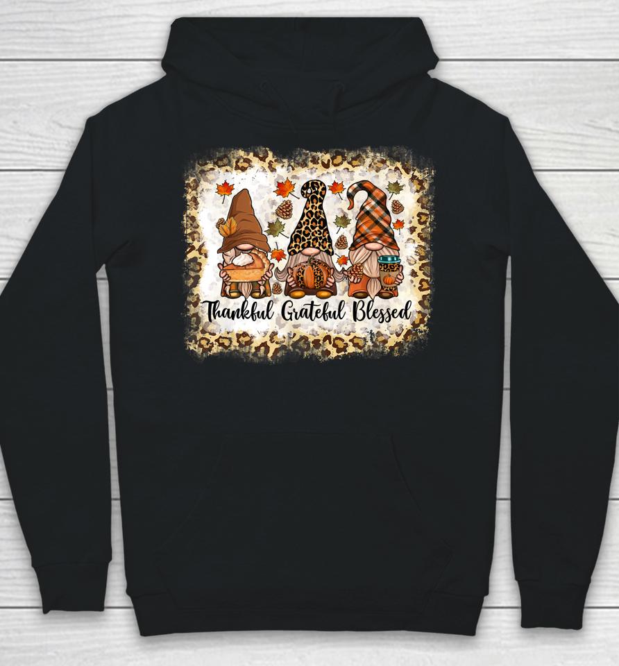 Thankful Grateful Blessed Thanksgiving Gnome Leopard Hoodie