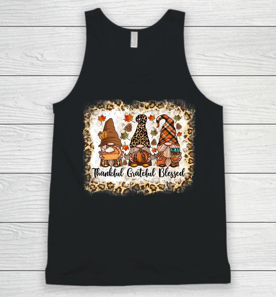 Thankful Grateful Blessed Thanksgiving Gnome Leopard Unisex Tank Top