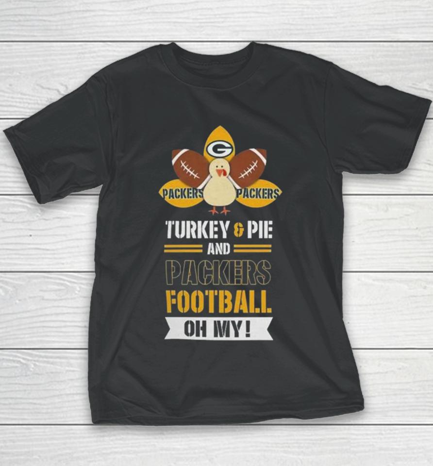 Thanksgiving Turkey And Pie Green Bay Packers Football Youth T-Shirt
