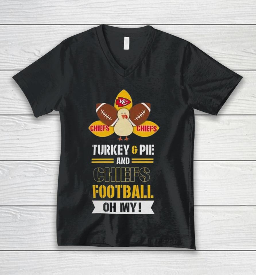 Thanksgiving Turkey And Pie Kansas City Chiefs Football Unisex V-Neck T-Shirt