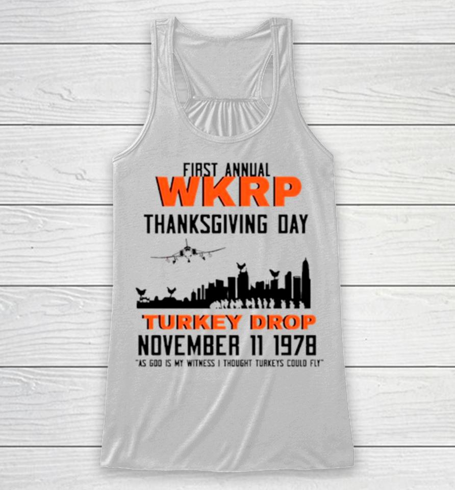 Thanksgiving Turkey Drop First Annual Wkrp Vintage Racerback Tank