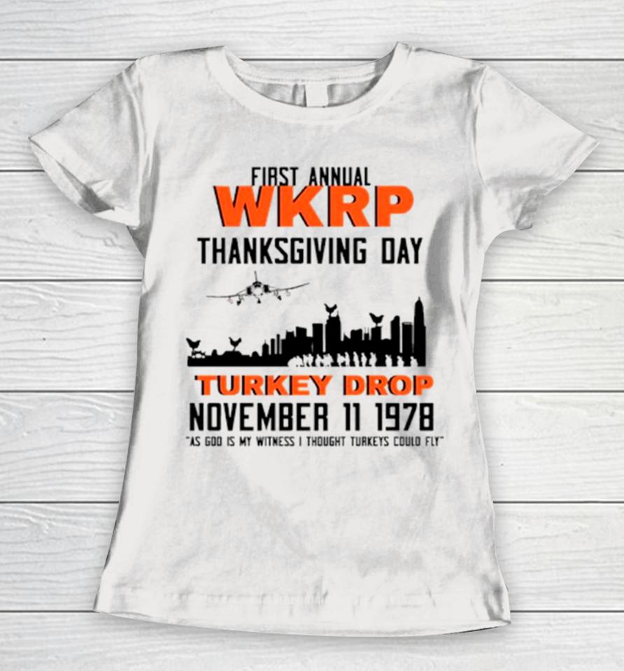 Thanksgiving Turkey Drop First Annual Wkrp Vintage Women T-Shirt