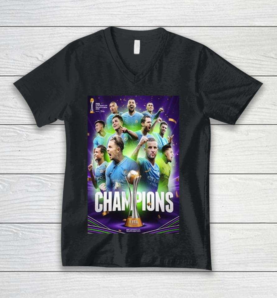 The 2023 Fifa Club World Cup Champions Are Manchester City Unisex V-Neck T-Shirt