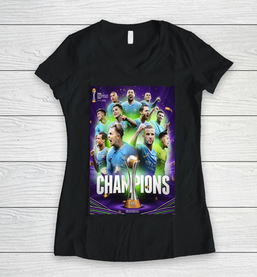 The 2023 Fifa Club World Cup Champions Are Manchester City Women V-Neck T-Shirt