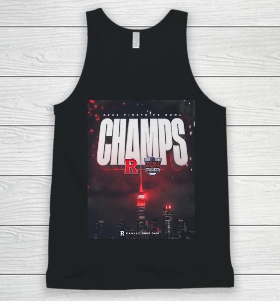 The 2023 Pinstripe Bowl Champions Is Rutgers Scarlet Knights Ncaa College Football Unisex Tank Top