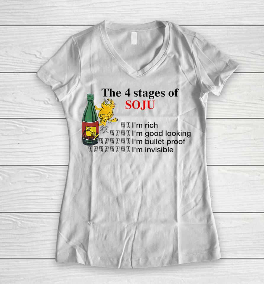The 4 Stages Of Soju I'm Rich I'm Good Looking Women V-Neck T-Shirt