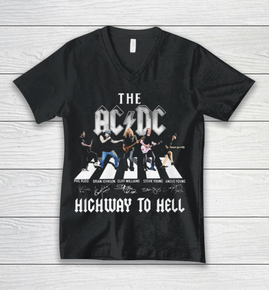 The Acdc Highway To Hell Phil Signatures Unisex V-Neck T-Shirt