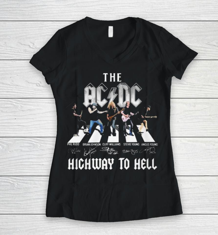 The Acdc Highway To Hell Phil Signatures Women V-Neck T-Shirt