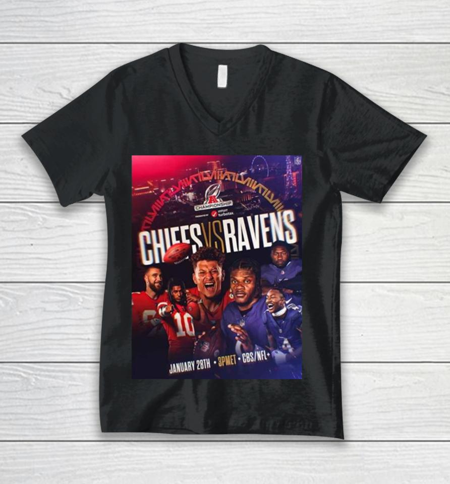 The Afc Championship Is Set Kansas City Chiefs Vs Baltimore Ravens Nfl Playoffs 2023 2024 Unisex V-Neck T-Shirt