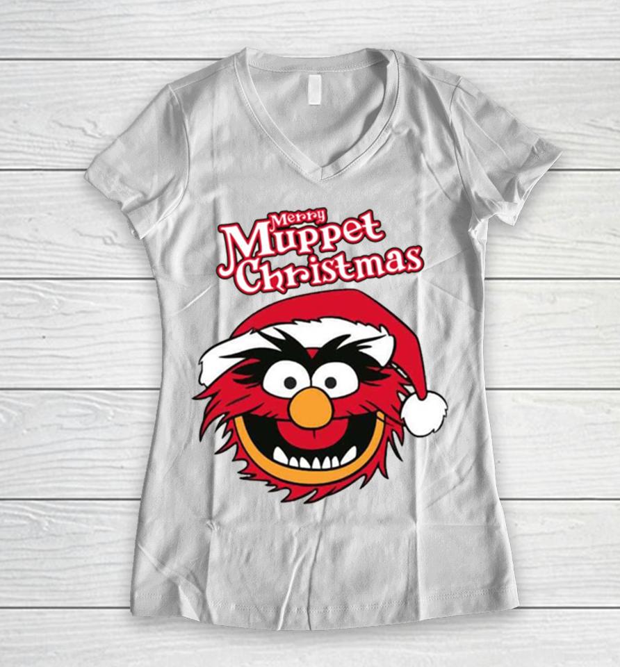 The Animal Muppets Merry Christmas Women V-Neck T-Shirt