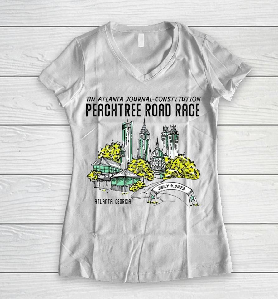 The Atlanta Journal Constitution Peachtree Road Race Women V-Neck T-Shirt
