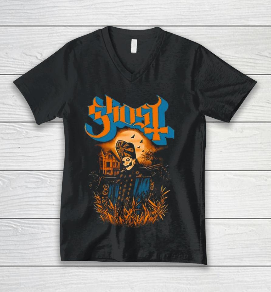 The Band Ghost Scarecrow Halloween 2024 Unisex V-Neck T-Shirt