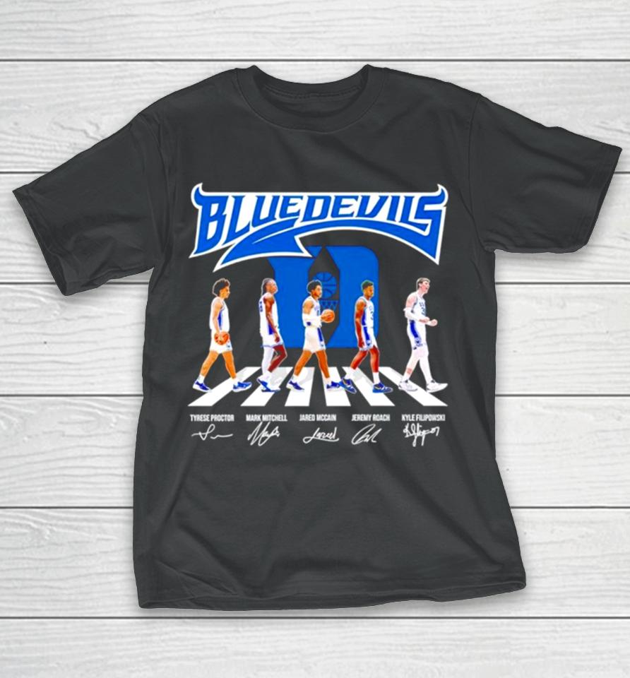 The Blue Devils Basketball Abbey Road Proctor Mitchell Mccain Roach And Filipowski Signatures T-Shirt