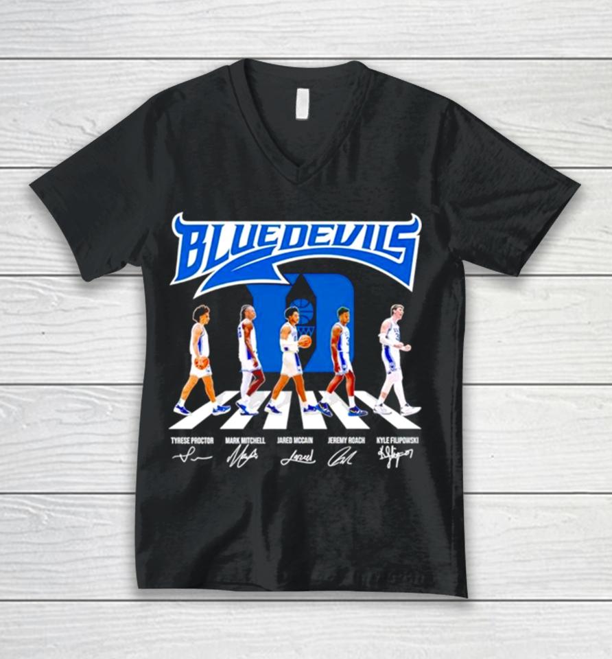 The Blue Devils Basketball Abbey Road Proctor Mitchell Mccain Roach And Filipowski Signatures Unisex V-Neck T-Shirt