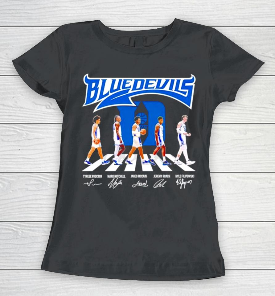 The Blue Devils Basketball Abbey Road Proctor Mitchell Mccain Roach And Filipowski Signatures Women T-Shirt