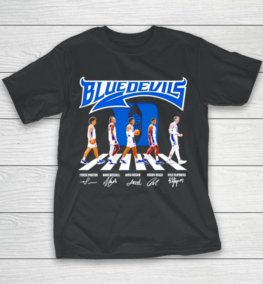 The Blue Devils Basketball Abbey Road Proctor Mitchell Mccain Roach And Filipowski Signatures Youth T-Shirt