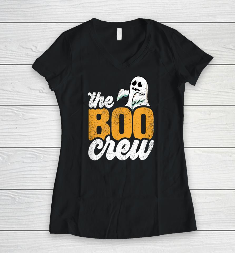 The Boo Crew Halloween Funny Women V-Neck T-Shirt