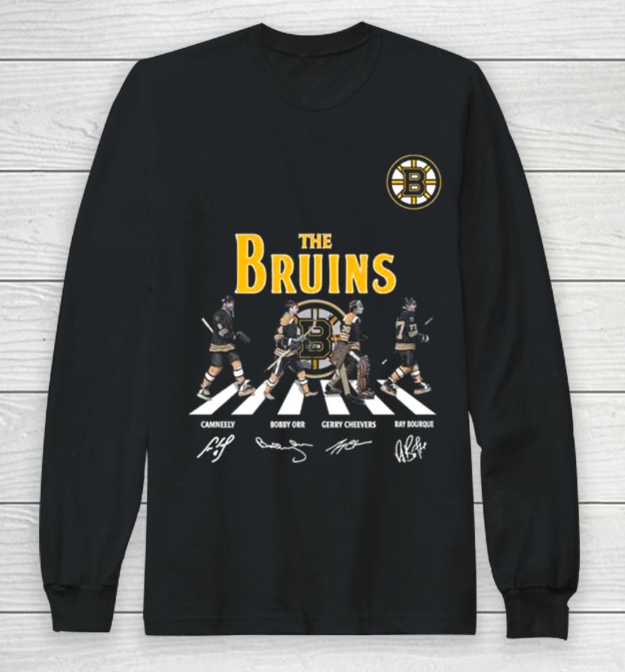 The Boston Bruins Cam Neely Bobby Orr Gerry Cheevers Ray Bourque Abbey Road Signatures 2023 Long Sleeve T-Shirt