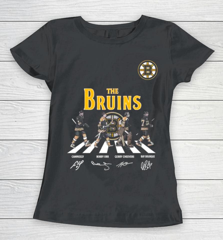 The Boston Bruins Cam Neely Bobby Orr Gerry Cheevers Ray Bourque Abbey Road Signatures 2023 Women T-Shirt