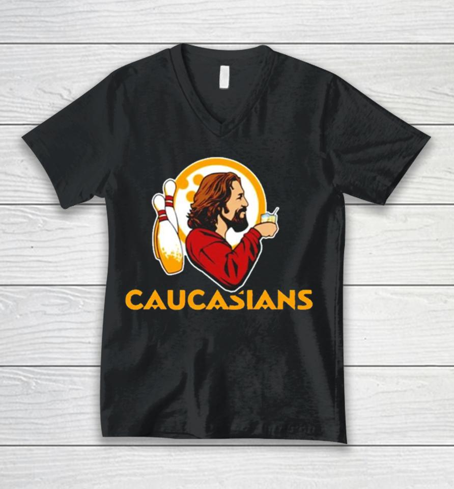 The Caucasians Bowling Logo Unisex V-Neck T-Shirt