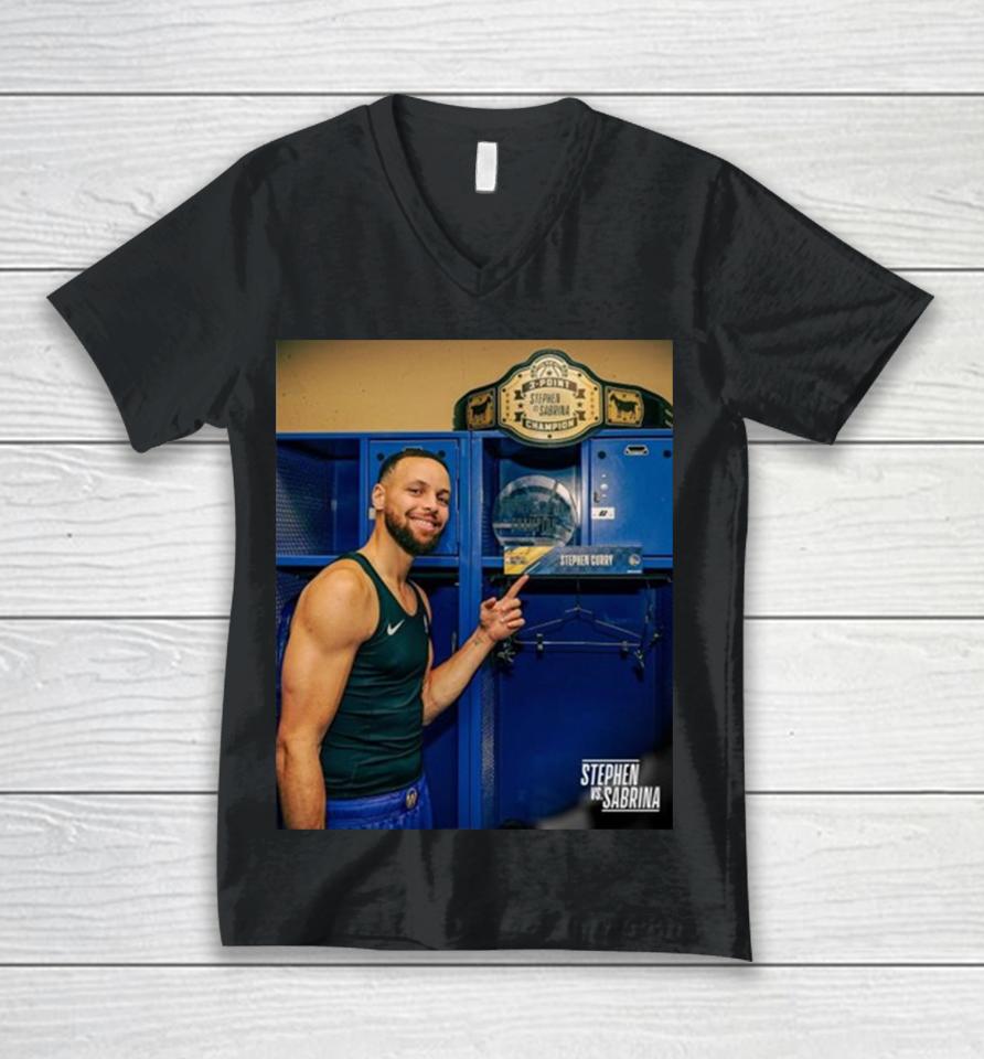 The Champ And His Belt Steph Curry Is The First Ever Winner Of The Nba Vs Wnba 3 Point Challenge Unisex V-Neck T-Shirt