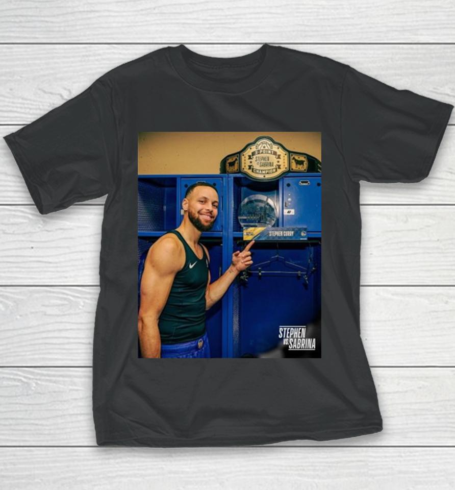 The Champ And His Belt Steph Curry Is The First Ever Winner Of The Nba Vs Wnba 3 Point Challenge Youth T-Shirt