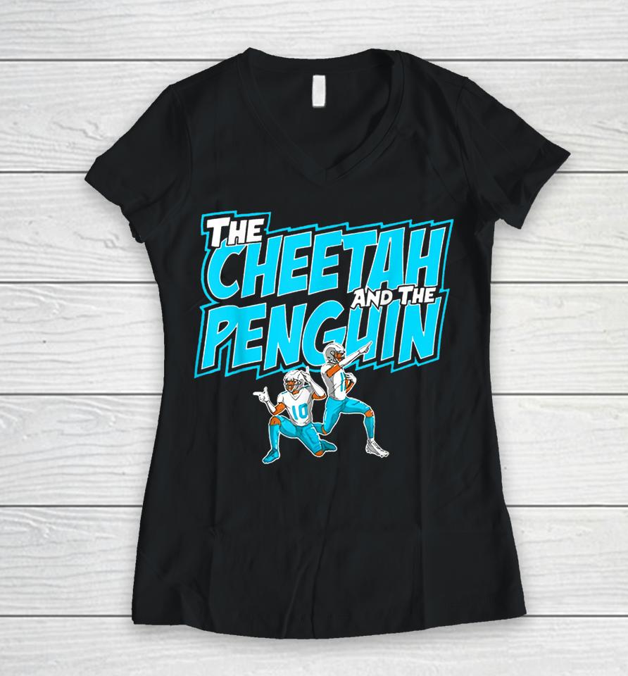 The Cheetah And The Penguin Women V-Neck T-Shirt