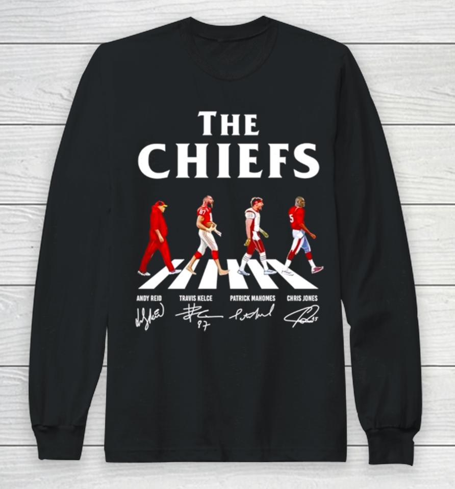 The Chiefs Abbey Road Andy Reid Travis Kelce Patrick Mahomes Signatures Long Sleeve T-Shirt