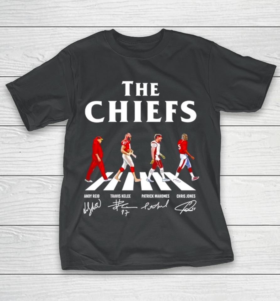The Chiefs Abbey Road Andy Reid Travis Kelce Patrick Mahomes Signatures T-Shirt